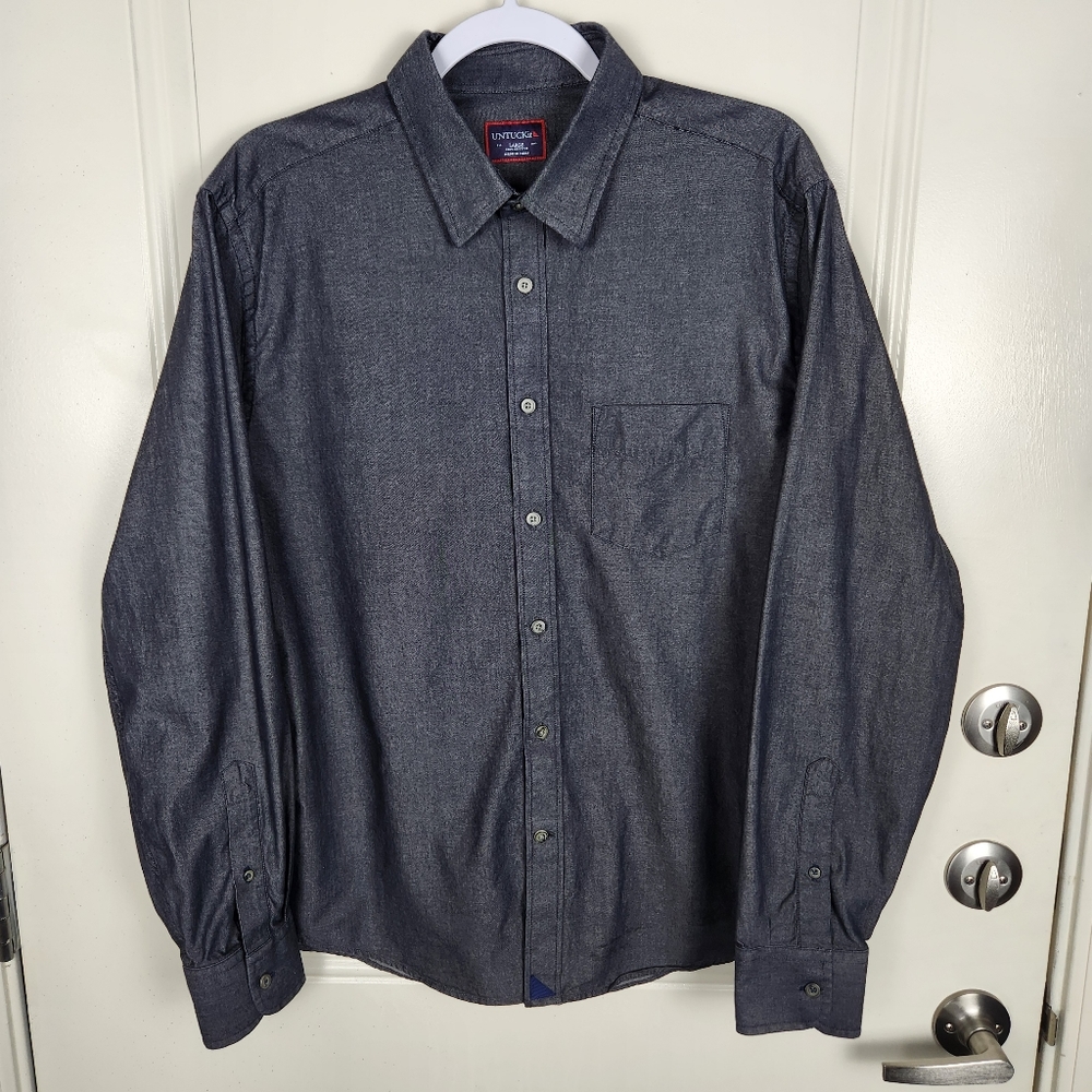 UNTUCKit Men's Shirt Long Sleeve Button Down Gray Size L Large